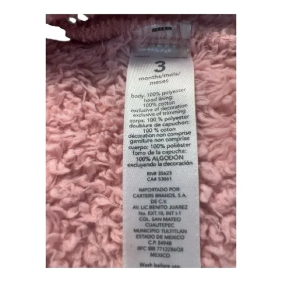 Carter's Pink Sherpa Baby Footie - Picture 5 of 5
